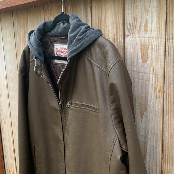 Levi’s brown bomber jacket w hoodie XXL - Picture 2 of 12